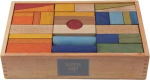 Woodenstory 63 Holzklötze Regenbogen Bienenwachs Holzspielzeug Spielbauklötze