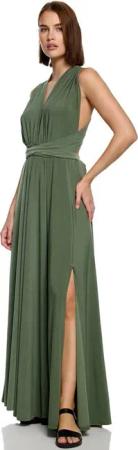 Worldclassca Abendkleid Worldclassca Abendkleid Partykleid Lang mit Schlitz Sommerkleid Maxikleid Cocktailkleid Wickelkleid Elegant Schulterfrei Ärmellos