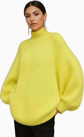 Worldclassca Longpullover WORLDCLASSCA Damen Oversize Strickpulllover Steh Kragen Fashion Pulli Neue Kollektion - Stilvolle und gemütliche Strickmode für Damen
