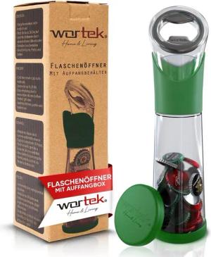 wortek Flaschenöffner Getränkeöffner mit Auffangbehälter Bieröffner (Set, 2-tlg), Geschenk für Männer und Bierliebhaber Biergeschenk