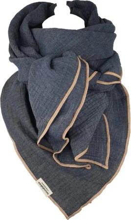 wundabaa Modetuch Musselintuch melange 130x130 mit Rand in hellbraun