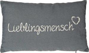 Wurm Dekokissen Zierpolster Lieblingsmensch mit Herzsymbol und Zipp, grau, B 50 cm, Kissenhülle mit Füllung