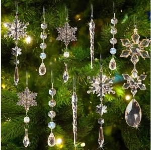 XDeer Dekohänger 10/18 Stück Eiszapfen Schneeflocken Weihnachtsdeko Transparentes (18 St), Acryl Christbaumschmuck Weihnachtsanhänger Winter Dekoration