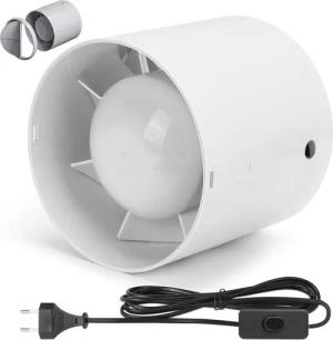 XERSEK Wandventilator Kanal Rohrventilator, Inline-Abluftventilator 100 mm, mit Schalter, Rauchabzug Rohrlüfter Kanalventilator Badlüfter