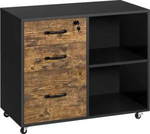 Yaheetech Aktenschrank mit Rollen, Schubladen und offenen Fächern