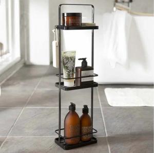 Yamazaki Badregal "Tower" stehend ohne Bohren 18x67x12cm, Badablage, platzsparend, für Badutensilien, Ablage, feistehend, tragbar, Metallgestell 67cm