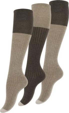 Yenita® Kniestrümpfe Rippoptik (3-Paar) aus gekämmter Naturfaser Baumwolle