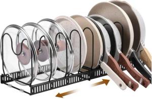 Yorbay Geschirrständer Erweiterbarer Topfdeckelhalter, Teleskopregal, Pfannenhalter Pfannen Organizer für Topfdeckel und Pfannen
