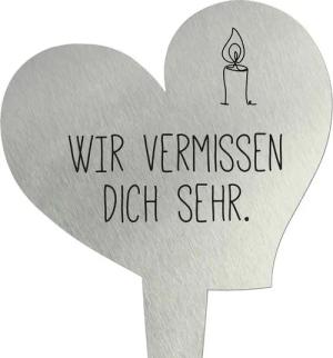 younikat Dekofigur Grabstecker aus Edelstahl I Grabschmuck Herz 17,8 cm I you0083