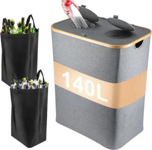 Youyijia Kehrgutsammelbehälter 140L Pflandflaschen Sammelbehälter, Leergut Organizer mit Loch