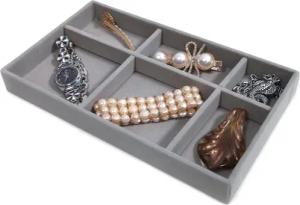 Yudu Schmuckkasten Schmucktablett Schmucklade Vorlagebrett Schmuckkästchen grau