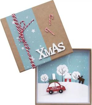 ZauberDeko Geschenkbox Geldgeschenk Verpackung Weihnachten Auto XMAS Natur Geschenk Gutschein