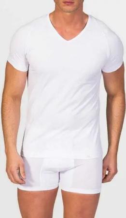 ZD Zero Defects Kurzarm-Unterhemd aus ägyptischer Baumwolle mit V-Ausschnitt
