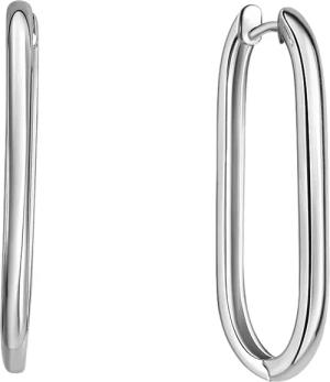 Zeeme Basic Ohrringe Silber 925 rhodiniert oval 31mm lang