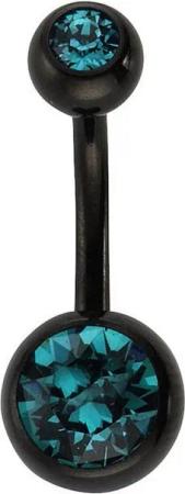 Zeeme Bauchnabelpiercing 316L Chirurgenstahl schwarz Kristall blau