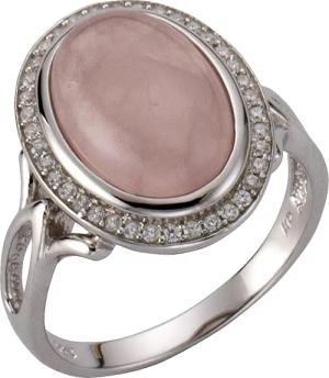Zeeme Gemstones Ring 925 Sterling Silber rhodiniert mit echtem Rosenquarz Zirkonia