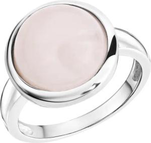 Zeeme Gemstones Ring Silber 925 rhodiniert mit echtem Rosenquarz 12mm