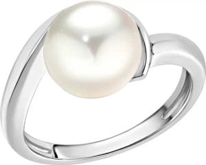 Zeeme Pearls Ring Silber 925 rhodiniert mit einer weißen Perle 9,5-10mm