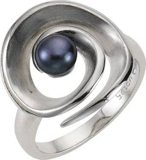 Zeeme Pearls Ring Silber 925 rhodiniert mit schwarzer Perle