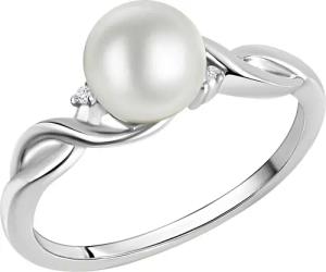 Zeeme Pearls Ring Silber 925 rhodiniert mit weißer Perle & Zirkonia