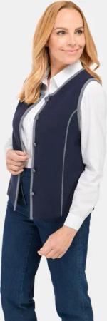 Zeitlose Strickweste mit Merino- Schurwolle - marine / grau - Gr. 54 von Goldner Fashion