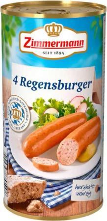 Zimmermann Wurstkonserve, Zimmermann Regensburger Würstchen 4 Stück ATG 250g Dose 550g