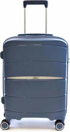Zimmert Leather Hartschalen-Trolley Speetliner, Gr. S 55 cm, 4 Rollen Blau Grau leicht, Polypropylen mit TSA-Schloss