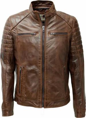 Zimmert Leather Lederjacke Franky washed Lammnappa, Blouson, sportlich, Kastanie, Cognac, Braun, Schwarz