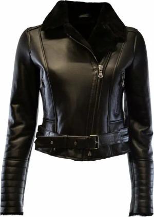 Zimmert Leather Lederjacke Lionni Lammfelljacke Fell Schwarz Cropped Biker Lammfell