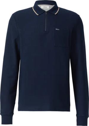 Zip-Poloshirt aus Strukturjersey mit Brusttasche