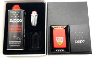 Zippo Feuerzeug Fussball VFB Stuttgart matt rot Geschenkidee (4-St), mit Benzin oder als Geschenkset zur Auswahl