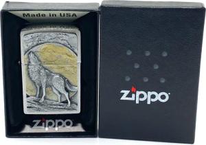 Zippo Feuerzeug Wolf at Moonlight Emblem Sturmfeuerzeug