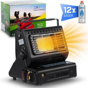 ZMC Heizstrahler 2-in-1 tragbare Gasheizung & Campingkocher 1,3 kW mit Gaskartuschen, LPG Anschluss, mit Piezozündung Camping Heizung mobile Gasheizer