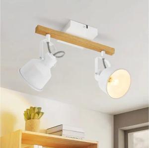 ZMH Deckenstrahler 2/3/4 Flammig 350° Schwenkbar Vintage Deckenlampe Wohnzimmer Flur, Hochwertige Design, ohne Leuchtmittel, E14 Fassung Industrial Holzmaserung Spotbalken für Schlafzimmer