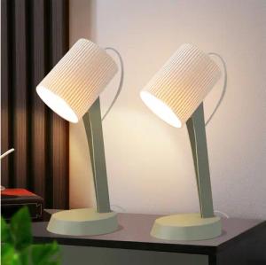 ZMH Tischleuchte Modern Nachttischlampe mit Kabel Wohnzimmer mit Kippschalter, HochwertigeDesign, ohne Leuchtmittel, 2er Set Kleine E14 Nachttischlampe für Esstisch Schlafzimmer