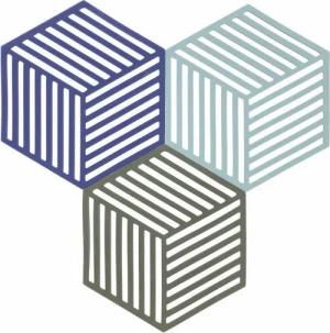 Zone Denmark Topfuntersetzer Hexagon 3er Set Indigo Blue Fog Olive Taupe, Set, 3-tlg.