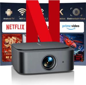 ZOOMCAT ZOOMCAT E1 Beamer 4K Mit Netflix Zertifizierung Beamer (25000 lm, 25000 : 1, 3840x2160, 1920x1080 px, Elektrische Fokussierung, 4D 4P elektronische Trapezkorrektur)