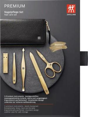 ZWILLING Beauty Rei&szlig;verschluss-Etui, Rindleder, schwarz, 5-tlg.